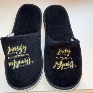 Black Slippers with Gold Embroidery
